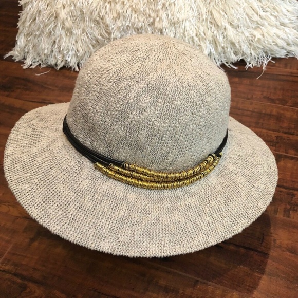 Vintage BoHo Chic Med Brim Brass Floppy Hat main image 9